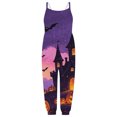 thumbnail image 4 of Gunia Toddler Girls Halloween Outfit Flannel Kids Suspender Romper Loose Harem Style Jumpsuit Festive Party Outfits Purple 2-3 Years, 4 of 5