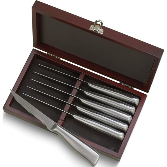 Fashion Appuntito 6 Pc Knife Set With Metal Handles In Rosewood Box (1.75 X 5.75) Made China gm9056