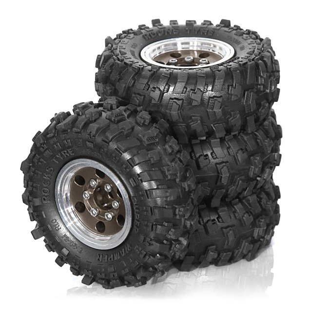 Juego de 4 Ruedas de Metal Beadlock de 51 mm y 1,0 Pulgadas para Coche RC Crawler TRX4M SCX24 FCX24 1/18 1/24, Piezas de Actualización Marrón