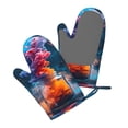 thumbnail image 5 of Hirioo Modern Art Red And Blue Colors for Silicone Oven Mitts for BBQ, Baking, Cooking, Set of 2, Heat Resistant 260℃, Non-Slip Kitchen Essentials, 5 of 6