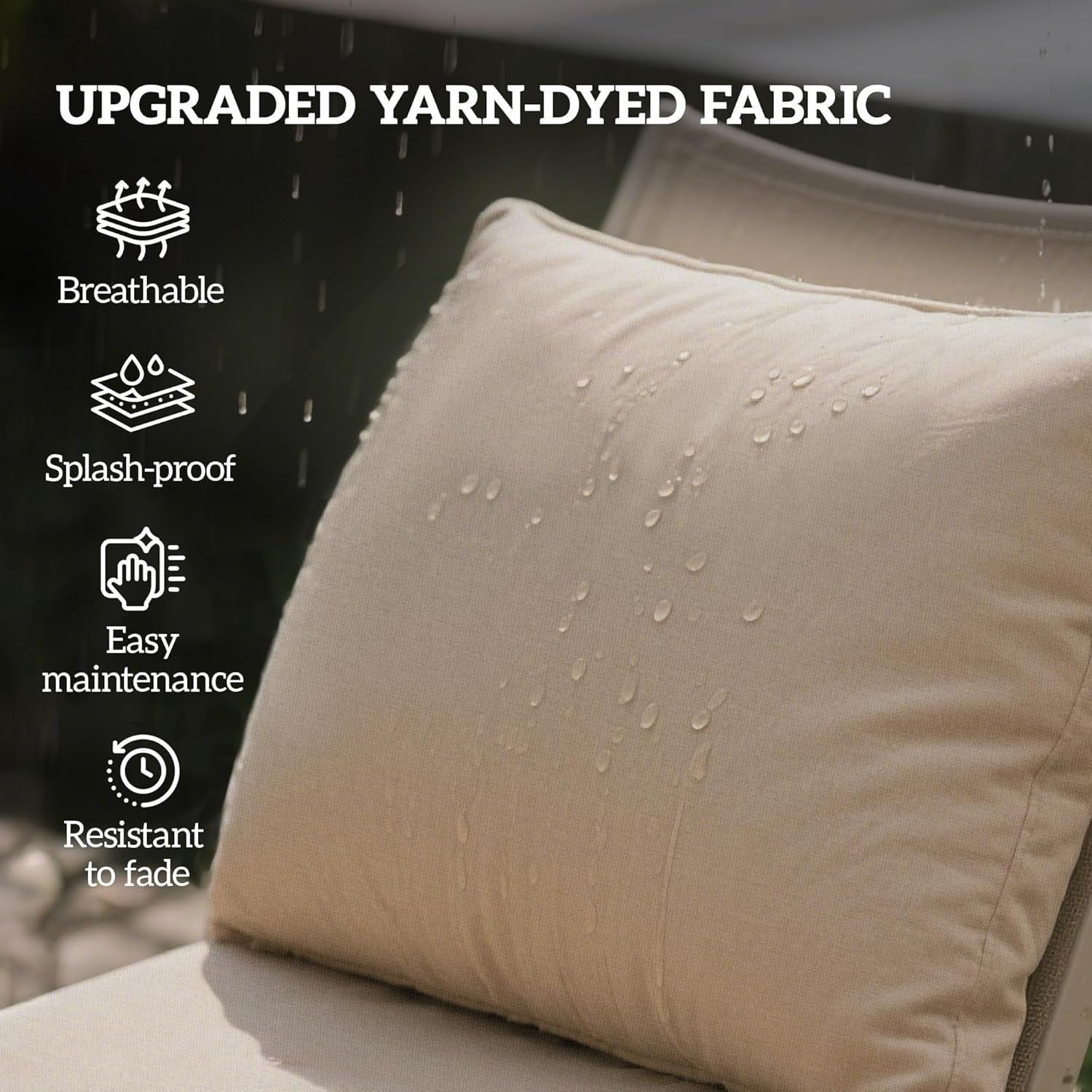 Outdoor Chair Cushions Set of 2, Fade Resistant, 24 x 24 in Deep Seat, Patio Cushions for Chair, Sofa, and Outdoor Furniture, Beige