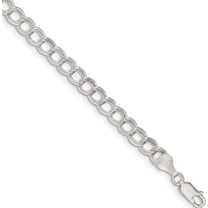 Sterling Silver 6mm Double Link Charm Bracelet (6 X 6) Made In Italy qg2209-6