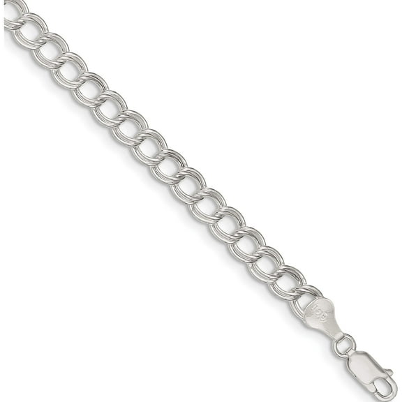 Sterling Silver 6mm Double Link Charm Bracelet (6 X 6) Made In Italy qg2209-6