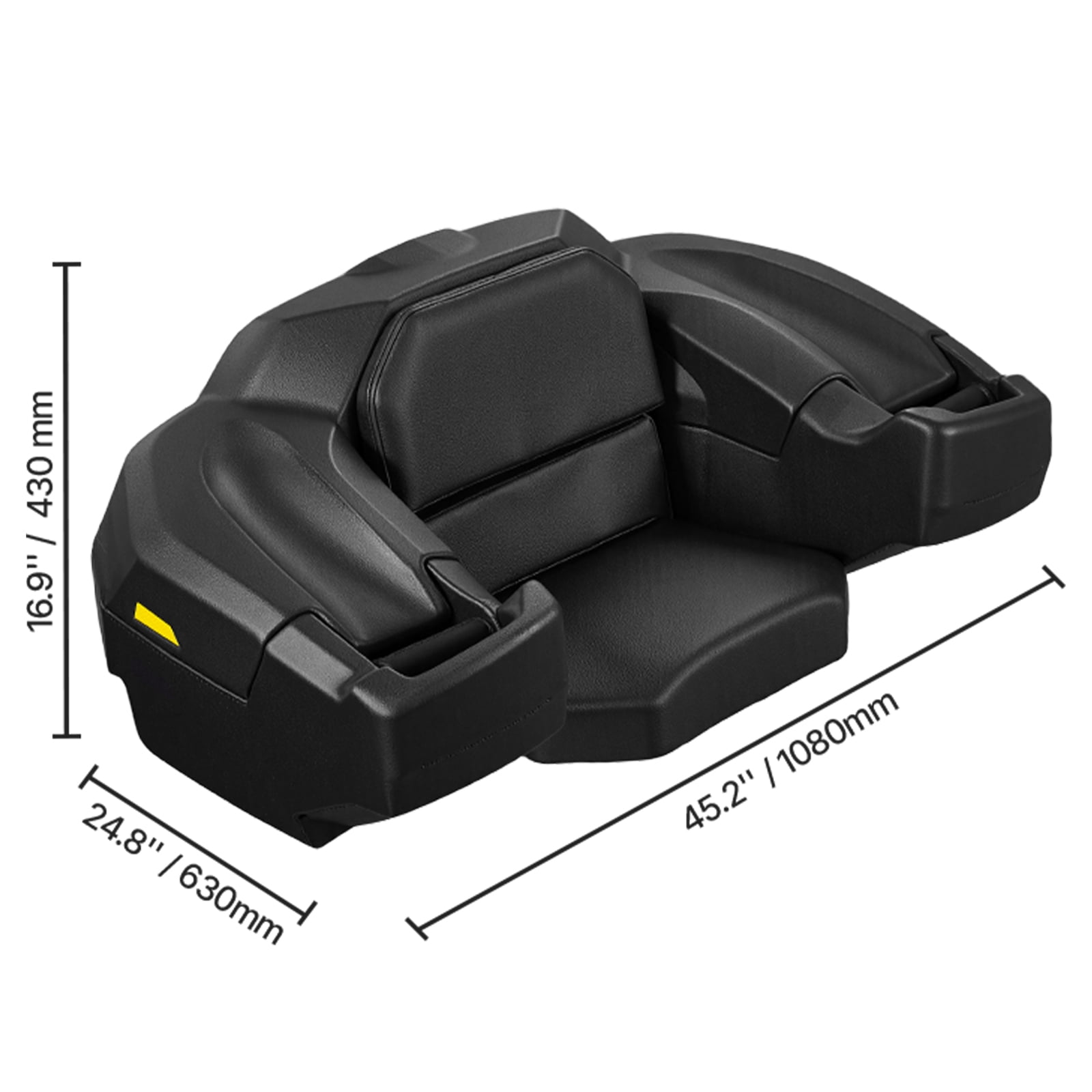 KFFKFF 95L ATV Rear Storage Box with Seat and Backrest, Durable Waterproof LLDPE Lockable Cargo Box for Rear Racks, Suitable for ATV, UTV, and Can-Am Vehicles