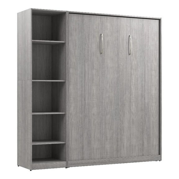 Pemberly Row Wood Full Murphy Bed with Closet Organizer in Gray