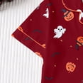 thumbnail image 6 of ZHOGXU Cozy Halloween Themed Short Sleeve Pajama Set Pumpkin Ghost Printed Turndown Collar Button Kids Girls Sleepwear Home Nights, 6 of 9