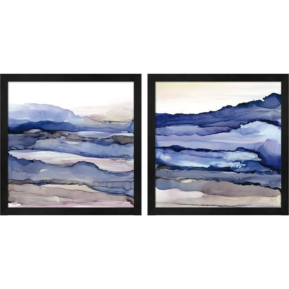 Great Art Now Bluescape by Chris Paschke, 2 Piece Framed Art Set Each 13"W x 13"H