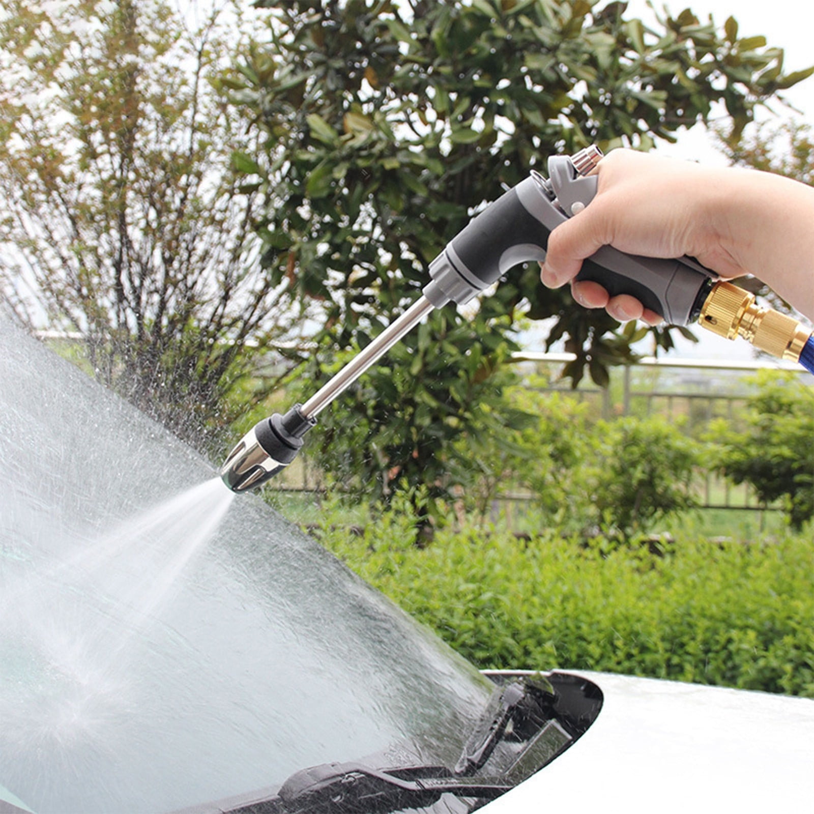 Pressure Washer Nozzle, Garden Hose Spray Gun with 5 Adjustable Spray Patterns, Heavy Duty Car Cleaning Tools and Outdoor Watering Set for Home, Auto, Garden Use