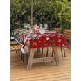 thumbnail image 2 of Outdoor Tablecloth with Umbrella Hole and Zipper, Red Gnomes Christmas Rectangle Table Cloth 60x120 Inch Waterproof Tablecloth, Xmas Ball Gifts Snowflake Picnic Table Cover for Patio Camping, 2 of 7