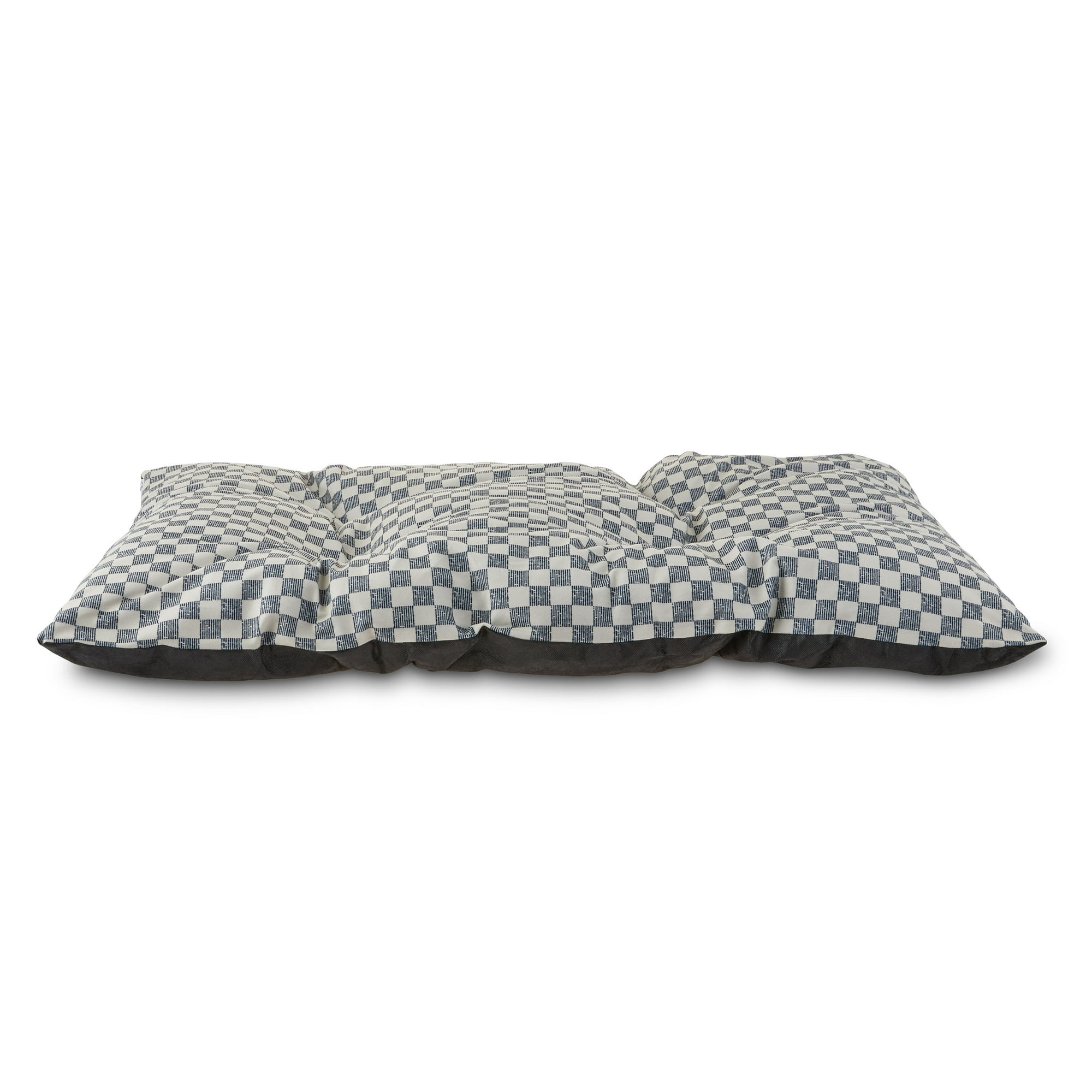 Vibrant Life Medium Tufted Pillow Pet Bed, Black and White Checkered, 35" x 27"