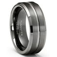 thumbnail image 1 of Mens Tungsten Carbide Ring Gunmetal Wedding Band Grooved Ring 8MM Comfort-Fit, 1 of 3
