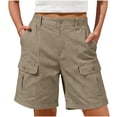 thumbnail image 2 of Sevevn Cargo Shorts for Women Trendy High Waisted Casual Summer Elastic Back Chino Shorts Khaki S, 2 of 8