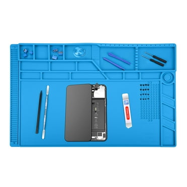 MMOBIEL Soldering and Repair Mat Silicone - 21 x 14 inch - Heat-Resistant up to 932°F (500°C) – Large Workbench Mat for Soldering, Cell Phone, Computer and Electronics – Silicone Soldering Mat -Blue
