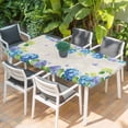 thumbnail image 2 of Blue Hydrangea Table Cloths for 6 Foot Rectangle Tables, Linen Texture Butterfly Spring Floral Patio Waterproof Elastic Fitted Tablecloths, Washable Rectangular Table Cover for Camping, 2 of 8