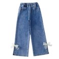 thumbnail image 1 of Pantalones de pierna ancha para niñas, cintura elástica, moda informal, pantalones de pierna recta holgados para niñas, para otoño y primavera, 140cm/55,1 pulgadas, 1 of 5