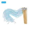 thumbnail image 3 of Uxcell Lace Silk Ribbon Fairy Sticks Wands for Wedding Party, Light Blue/White 25 Pack, 3 of 5