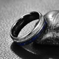 thumbnail image 2 of JQUEEN 8mm Silver Tungsten Wedding Rings Lapis Lazuli Grains + Imitation Meteorite Silver, 2 of 5