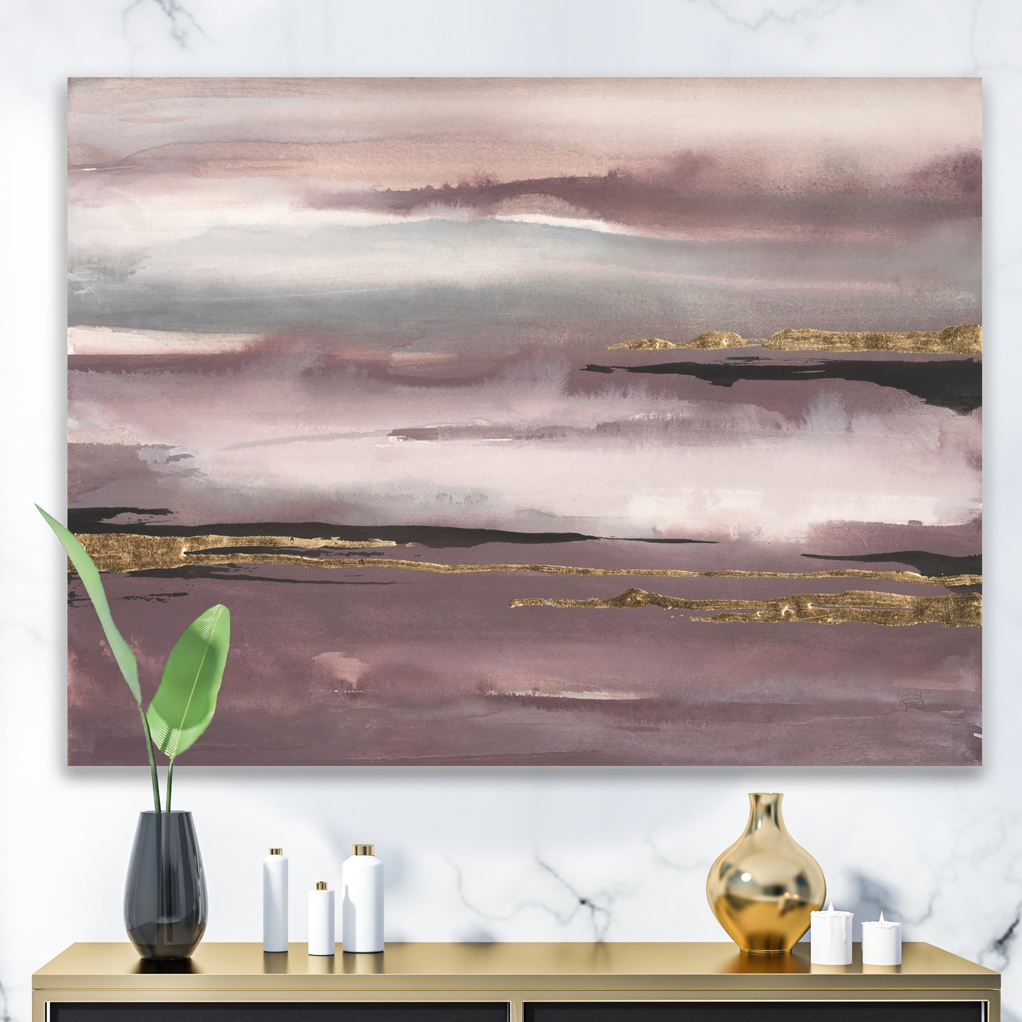 Designart 'Purple Glam Storm IV' Glam & Shabby Chic gallery-wrapped Canvas