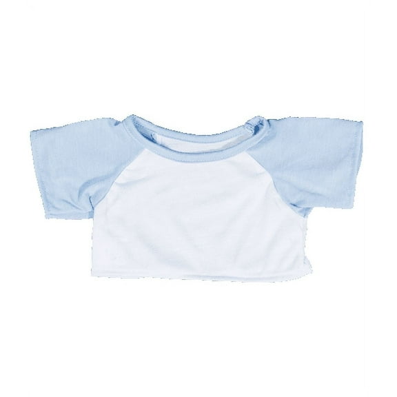Plush Gear White Tee with Light Blue Sleeves for 14-18 inch Soft Toys