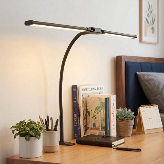 VOLIVO LED Desk Lamp, Adjustable LED Clamp Lamp with 3 Color Temperatures, 10 Brightness Levels, Double Head Reading Light for Home, Office,Studying