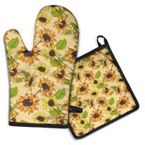 Sunflower Kitchen Oven Mitt and Pot Holder Sets 2 Pcs for Baking, Cooking and Grilling, Heat Resistant Up To 392 °F