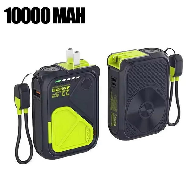 Magnetic Power Bank, 3-in-1 Wireless Wall Charger Fast Charging with Foldable AC Wall Plug, USB-C Cable, Foldable Stand