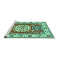 thumbnail image 2 of Ahgly Company Machine Washable Indoor Rectangle Geometric Turquoise Blue Traditional Area Rugs, 8' x 10', 2 of 4