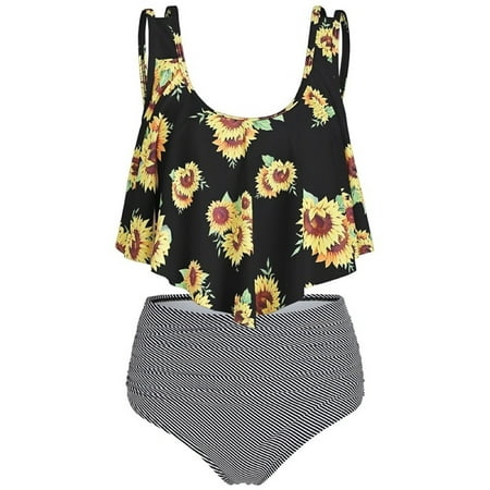 Summer Plus Size Two Piece Bathing Suit Women Print Swimwear