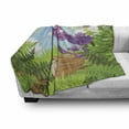 thumbnail image 3 of Mushroom Soft Flannel Fleece Throw Blanket, Scenery with Wood Timber Grass and Rainbow Fungus Herbs Leaves Art, Cozy Plush for Indoor and Outdoor Use, 50" x 60", Multicolor, by Ambesonne, 3 of 6