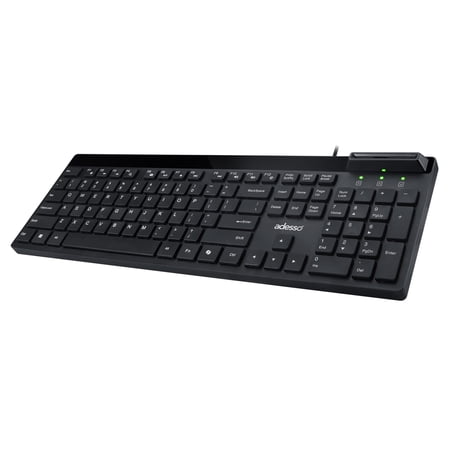 Adesso Wired USB Desktop Keyboard with Smart Card Reader Full Size