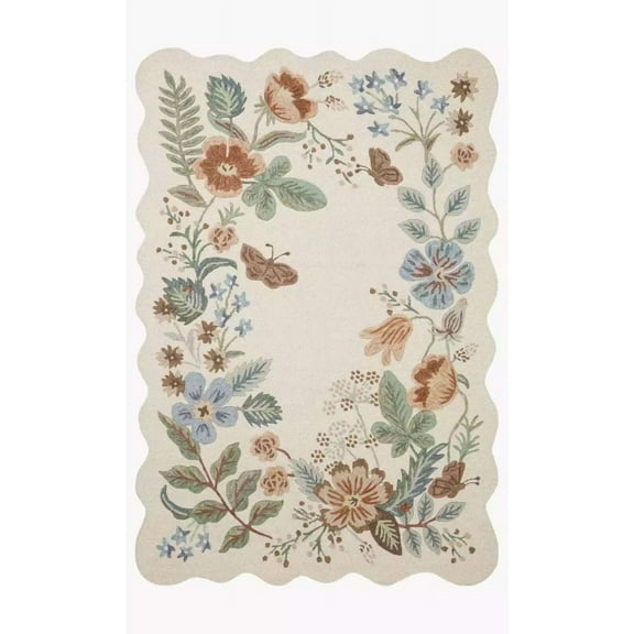 ALEF HOME Botanical Prints Butterflies Art Deco Area Rug, 5' x 8', Quick Dry