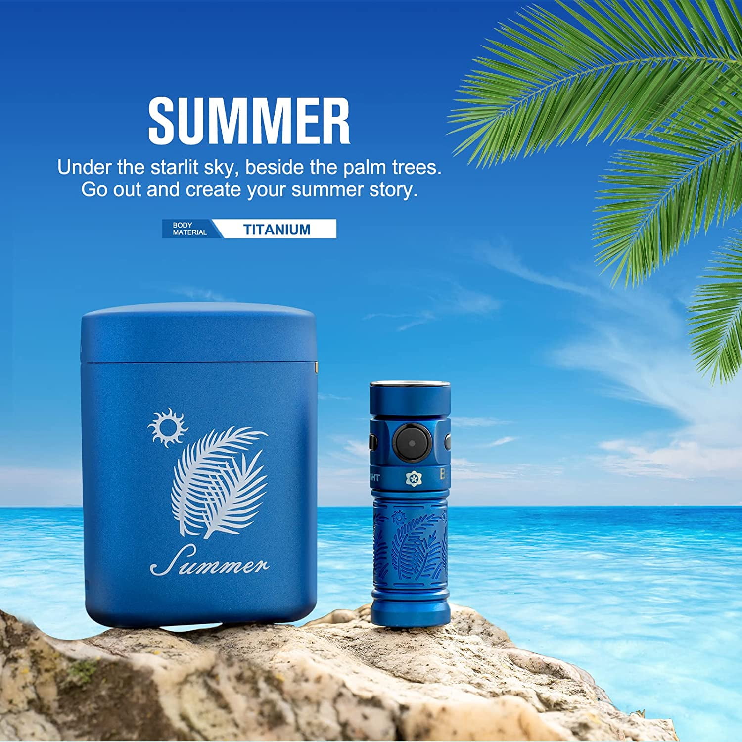 OLIGHT Baton3 Premium Edition 1200 Lumens Compact LED Flashlight Powered by a Single Rechargeable Battery, with Wireless Charging Box (Summer)