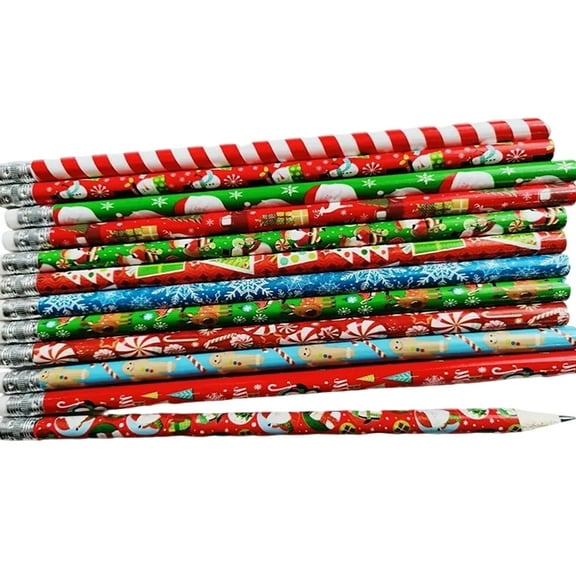 48PCS Christmas Pencils Drawing Pencils with Small Erasers for Writing Drawing Christmas Stocking Fillers Supplies