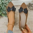 thumbnail image 5 of Women's Bowknot Ballet Flats Pointed Toe Casual Flat Shoes Breathable Dressy Work Shoes Lightweight Knit Slip On Loafers Brown Size 9.5, 5 of 8