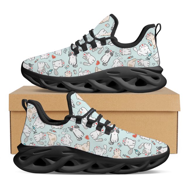 Zapatillas deportivas con diseño de gato y enfermera de dibujos animados, zapatillas para correr, zapatillas de malla ligera para mujer, calzado para exteriores, zapatos de cuchilla