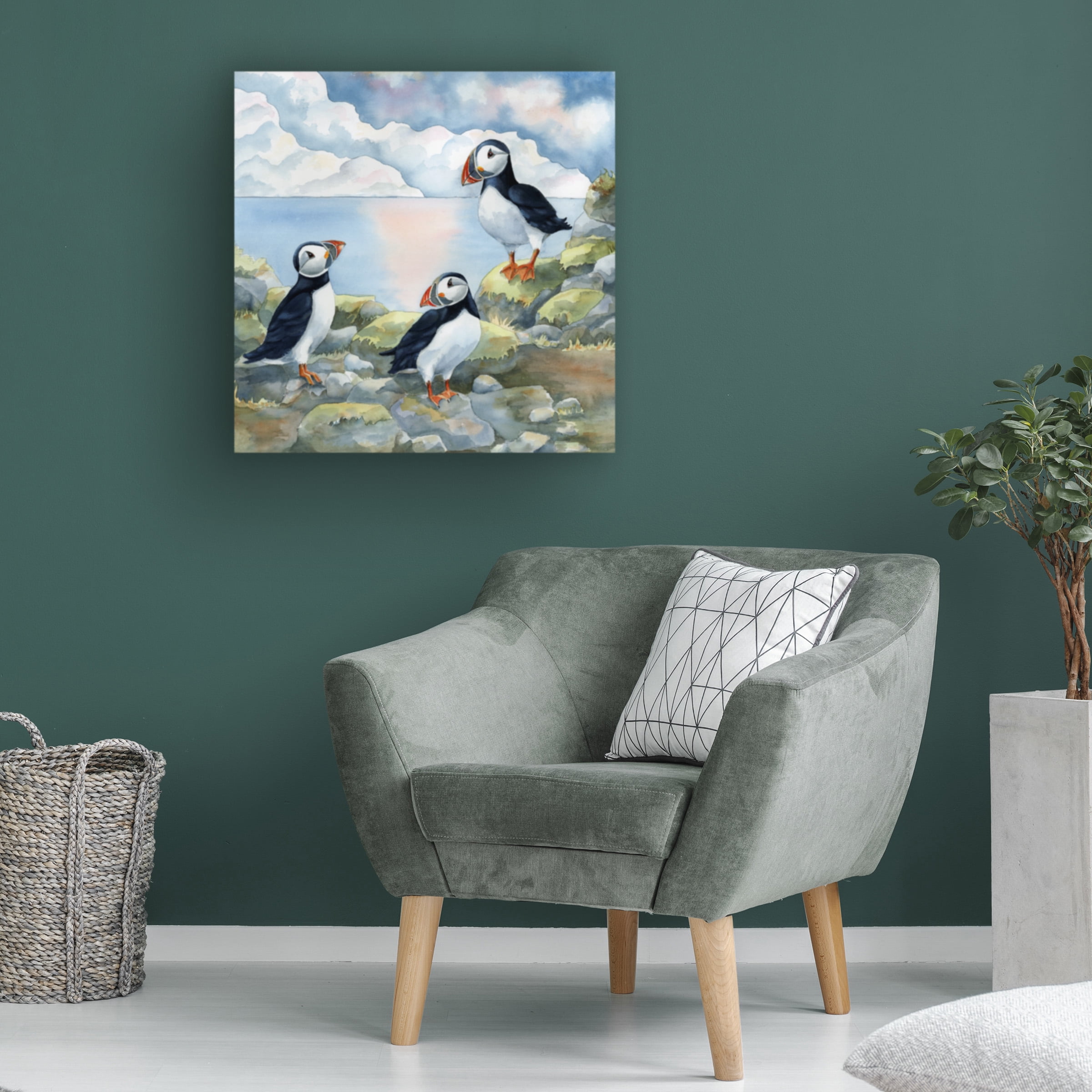 Tracy Miller 'Puffins On Cliff' Canvas Art