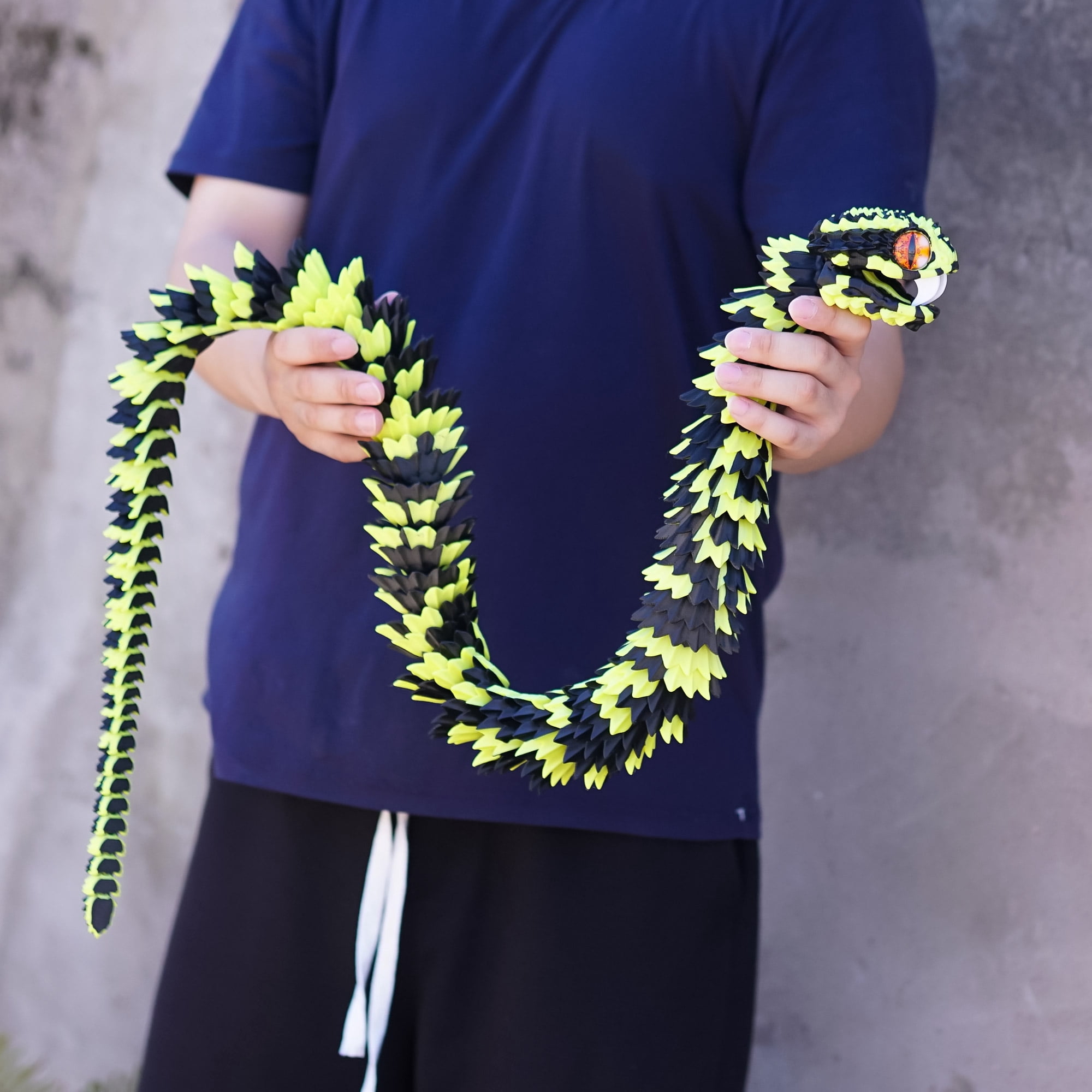 47.5inch 3D Printed snake,Flexible Joint Animal lacertid Figurines,Realistic Eyes, Home Office Decor,Fidget Toy for Adults Teens Boy Festival Gifts