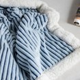 thumbnail image 5 of DISSA Sherpa Fleece Blanket Soft Blue and White Throw Blanket Cozy Plush Blankets for Couch Sofa Bed, 51"x63", 5 of 7