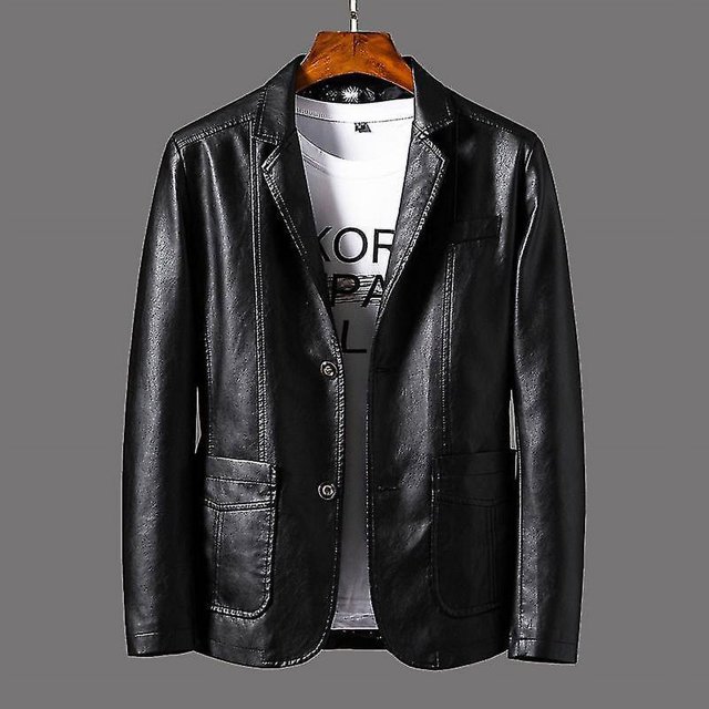 Nuevo y atractivo traje negro, chaqueta de cuero para hombre, abrigo holgado de tendencia para hombre, chaqueta Bomber para hombre, ropa de otoño, chaqueta de cuero para hombre locomotora