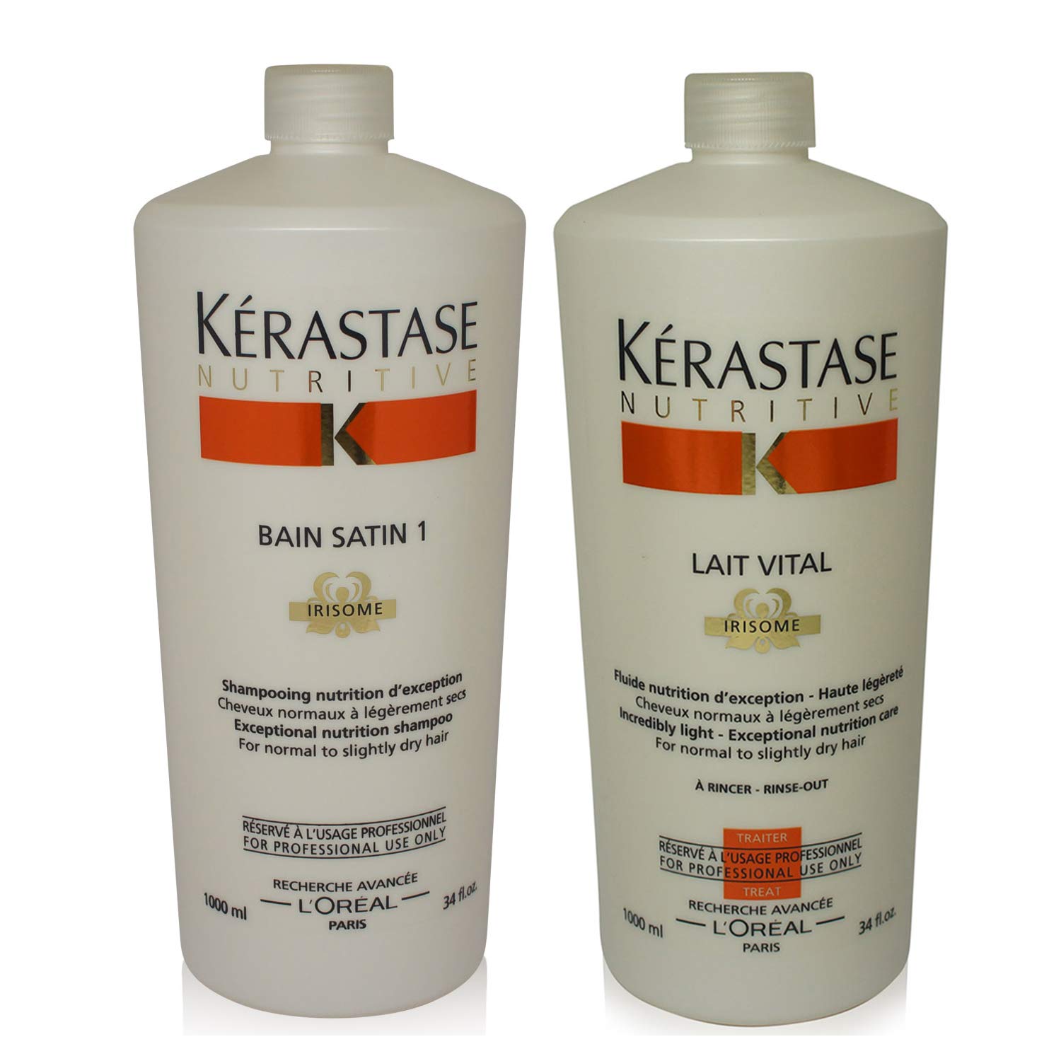 Eller Cruelty himmelsk Kerastase Bain Satin 1 Shampoo and Lait Vital Conditioner 34oz Duo -  Walmart.com