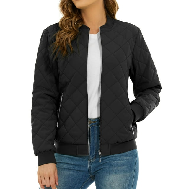 Padded Warm Jackets Womens Classic Retro Pilot bomber Jackets Quilted Coats Zip Up