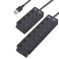 thumbnail image 5 of Hub USB con alimentación, concentrador USB 3.0 de aluminio, regleta de alimentación USB 3.0 de 7 puertos con fuente de alimentación externa de 5 V/2 A, concentrador USB multipuerto, 5 Gbps, interrupto, 5 of 5