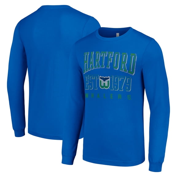 Men's Starter Royal Hartford Whalers Retro Graphic Long Sleeve Crew T-Shirt