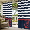 thumbnail image 2 of Outdoor Curtains for Patio Waterproof Nautical Anchor Indoor/Outdoor Curtain Tiebacks Geometric Navy Blue Stripes Privacy Sun Block Grommet Drapes for Pergolas Gazebo Porch 2 Panel 54x108 Inch, 2 of 9