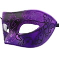 thumbnail image 2 of Máscara de mascarada de PVC con purpurina morada, media cara, talla única, 2 of 2