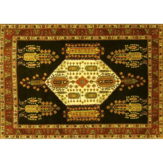 Ahgly Company Indoor Rectangle Persian Yellow Traditional Area Rugs, 7' x 10'
