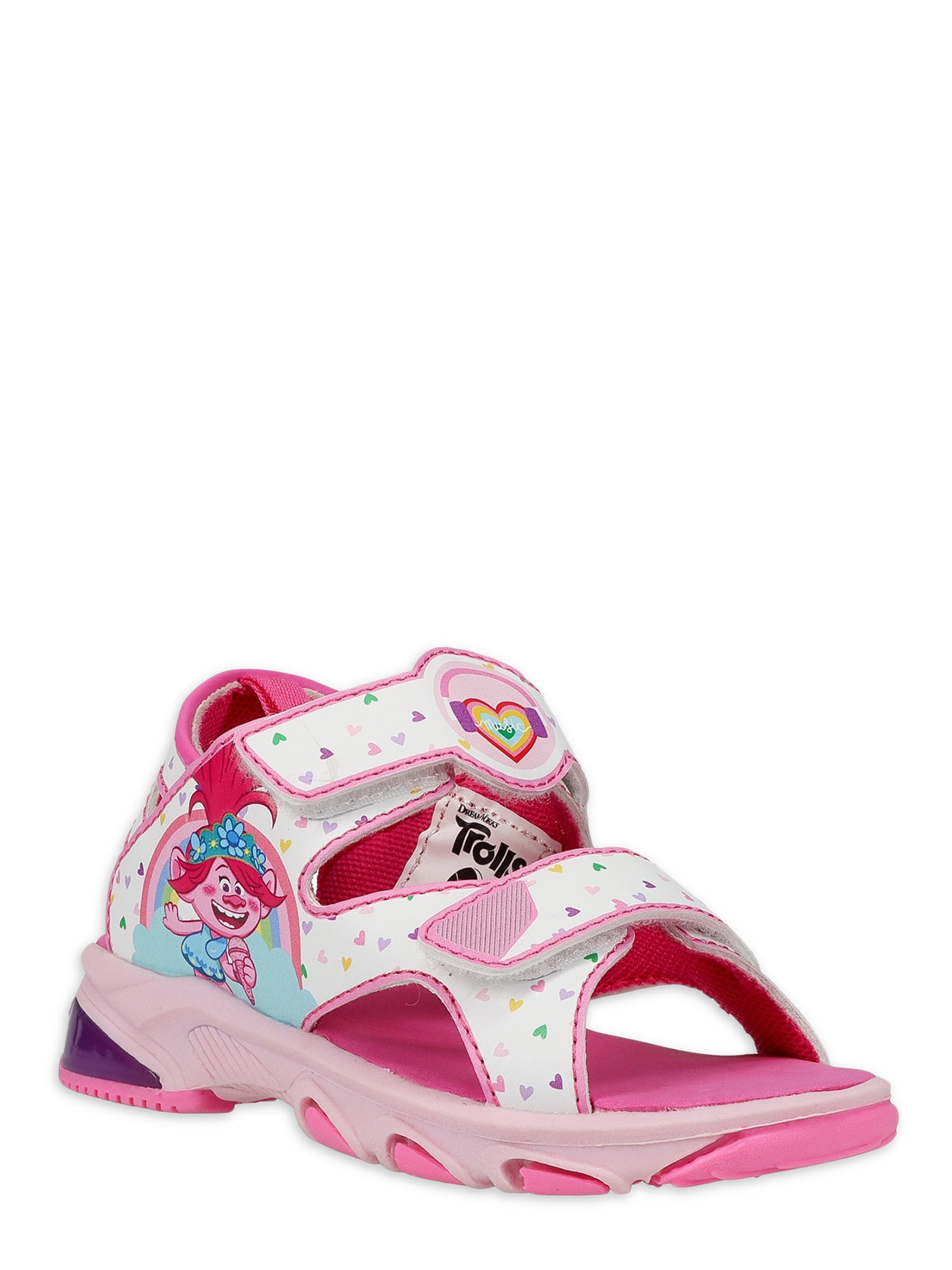 Trolls Girls Summer Sandals Adjustable Strap Sports Beach Shoes Poppy Kids Size 