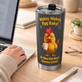 thumbnail image 4 of Wakey Wakey Egg Baky Funny Rooster 20oz Stainless Steel Insulated Tumbler - Leak-Proof Travel Coffee Cup, Farm Humor Chicken Themed Drinkware for Morning, 4 of 6
