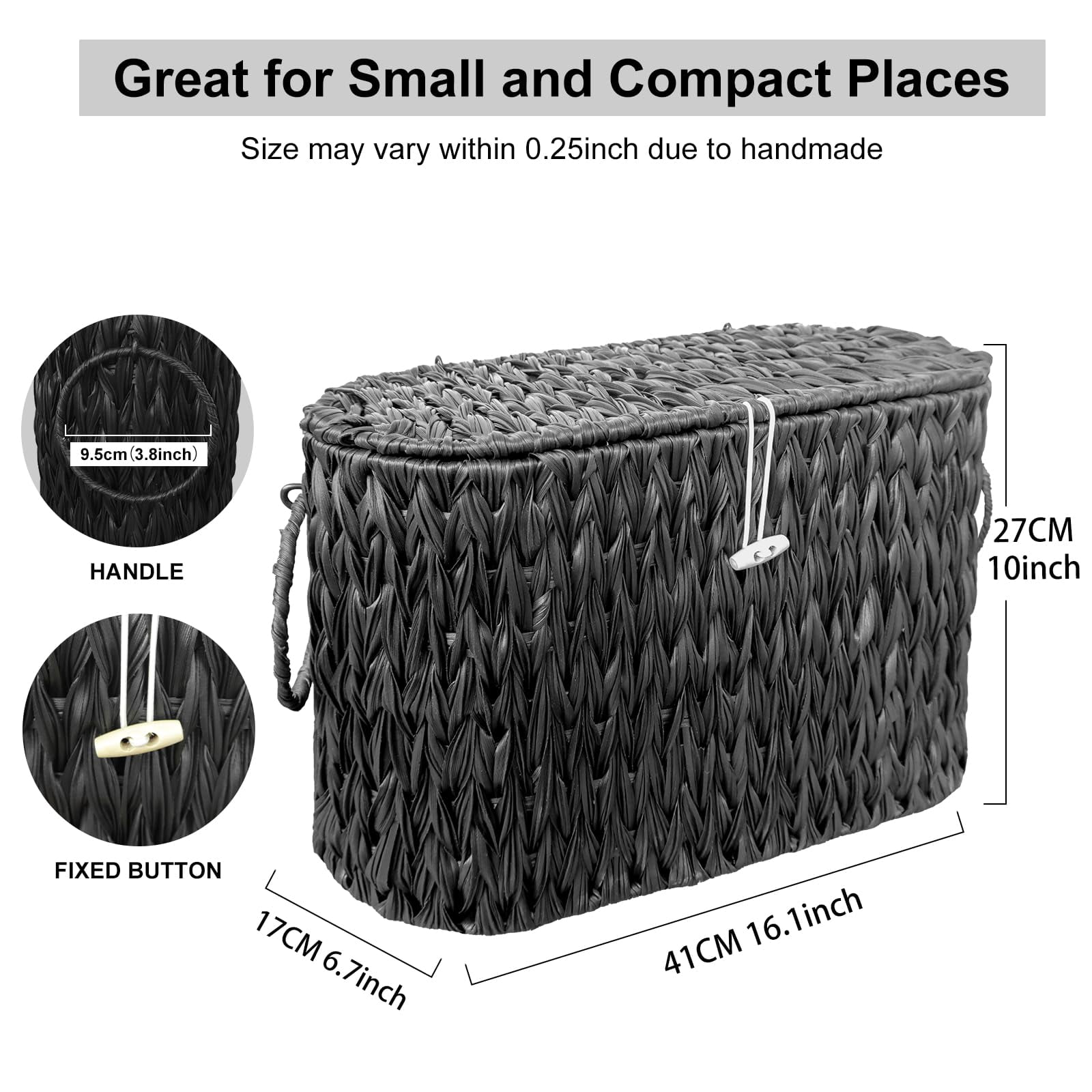 Black Wicker Toilet Paper Storage Basket with Lid