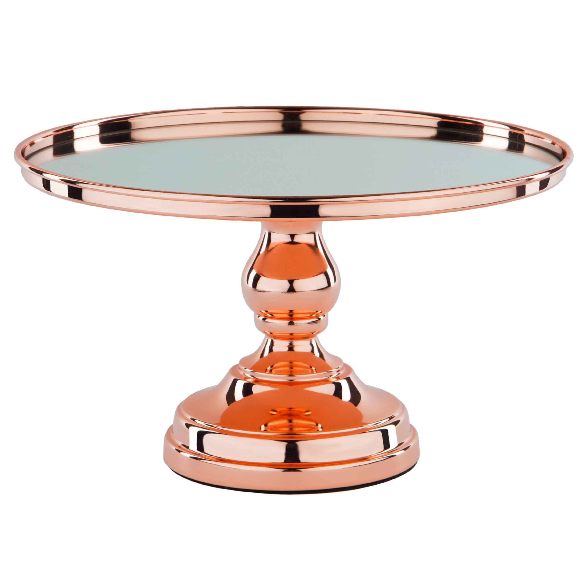 Round Chrome Metal Wedding Display Tower 12" Rose Gold Plated Mirror Cake Stand 